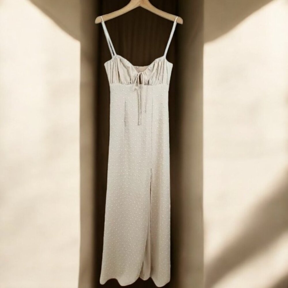 NWT Rumer Anissa Ruched Maxi Dress in Nude - Picture 2 of 7